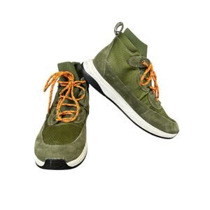 Nurture Response High Top Pull On Green Orange Hiking Sock Ankle Shoes Size 9.5